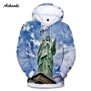 

new Famous Statue of liberty 3D Hoodies Sweatshirt Men/women long sleeve Pullovers autumn winter warm high quality fashion tops