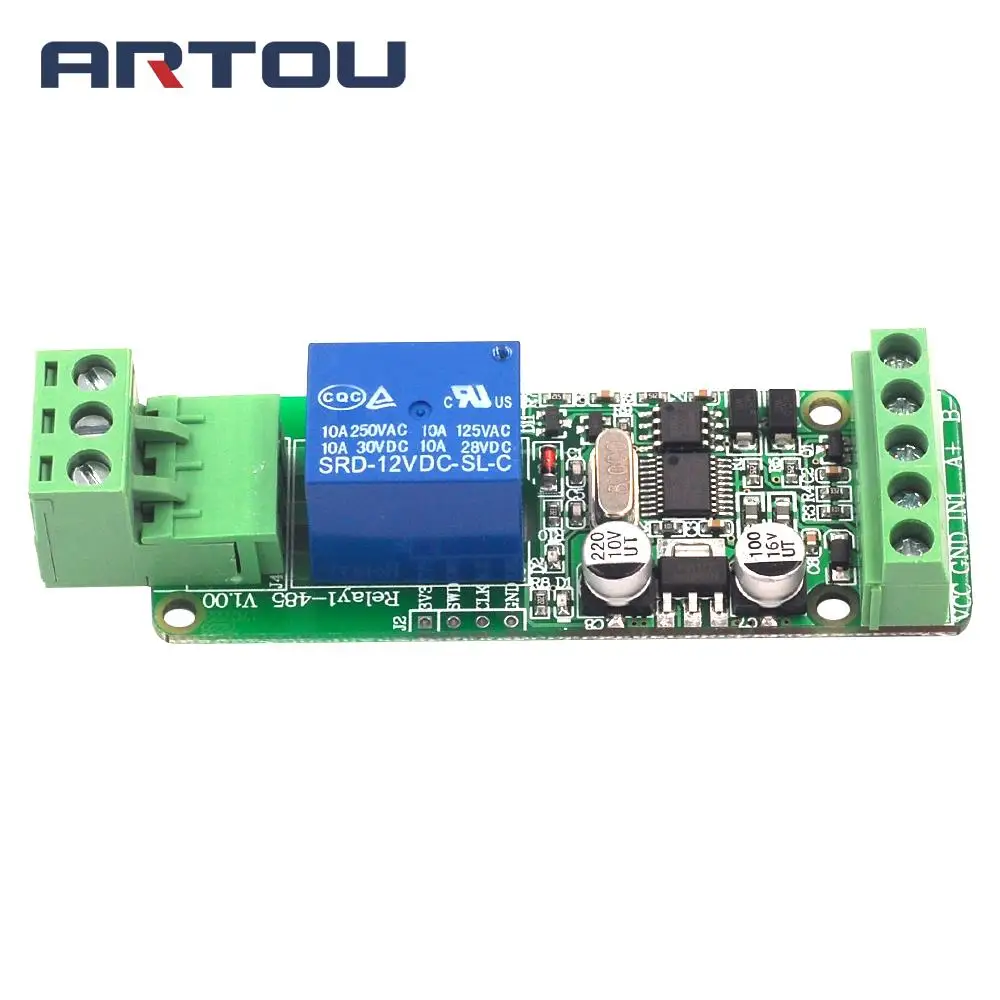 Modbus-Rtu 1/2/4 канала 12 В релейный модуль коммутатора Вход/Выход RS485/ttl Связь - Цвет: 1 Channel