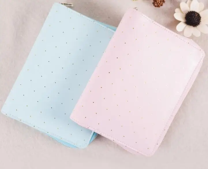 

Sweet Light Pink Blue Color Girls Dreaming Journal Book Zipper Bag Fashion A6 Diary DIY Planner 15*19cm Free Shipping