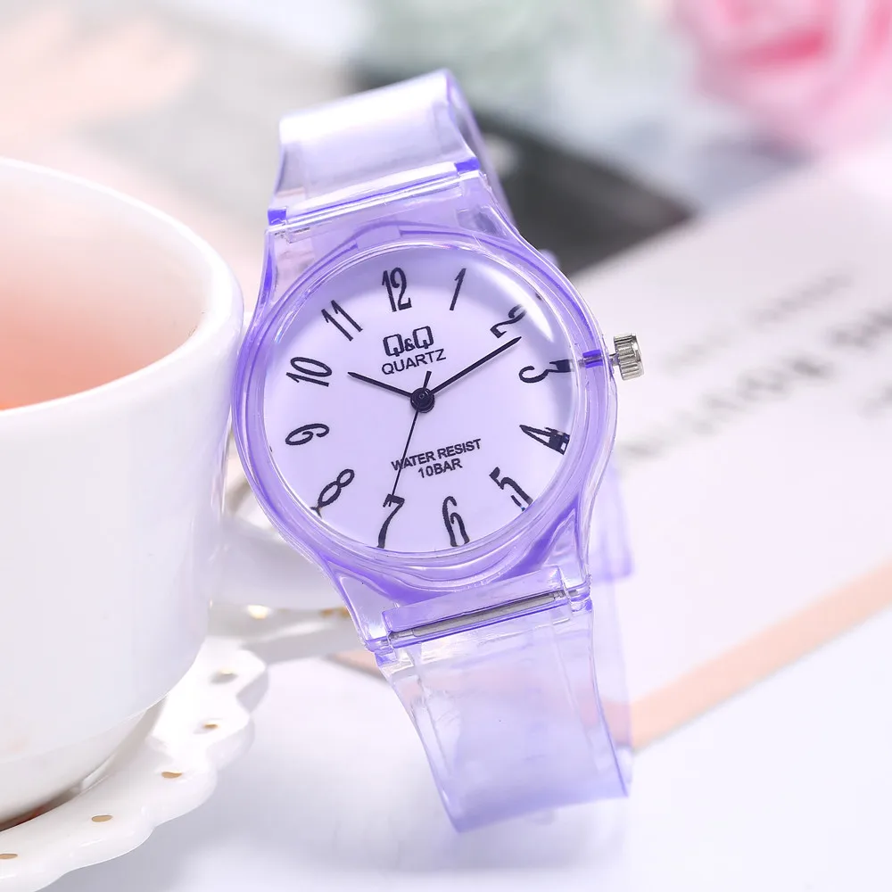 

Fashion Transparent QQ Round Watch Student Harajuku Watch Pure Color Delicate Carry NA4605 Simple Casual Female Wristwatches A4