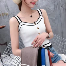 Сезон весна-лето пикантные однобортный камзол женский тонкий хит цвет вязать короткие рукавов Верхняя одежда футболка