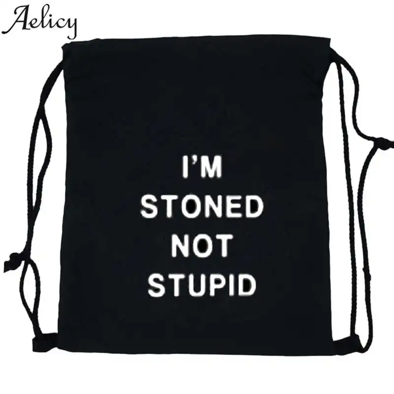 Aelicy, роскошные черные рюкзаки с принтом для девочек-подростков, школьный рюкзак для женщин и мужчин, Повседневная сумка на шнурке, Mochila Feminina