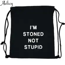 Aelicy, роскошные черные рюкзаки с принтом для девочек-подростков, школьный рюкзак для женщин и мужчин, Повседневная сумка на шнурке, Mochila Feminina