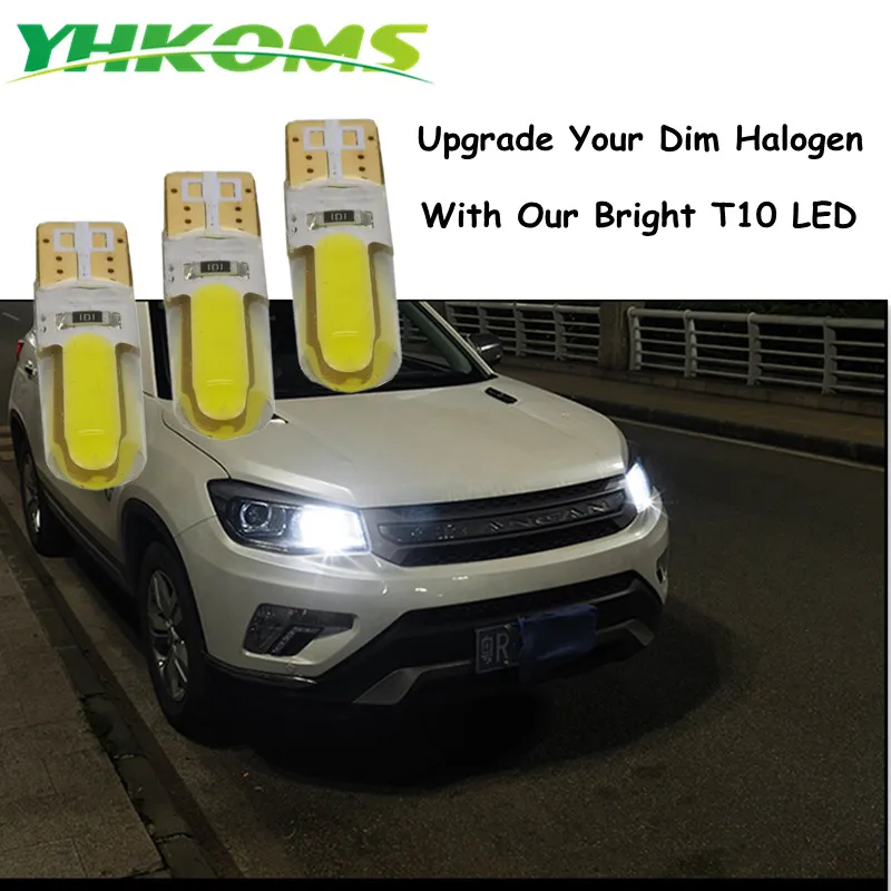 

Автомобисветильник светодиодсветодиодный лампы YHKOMS T10 W5W 194 для номерного знака, COB светодиодсветильник габаритные огни, автомобильные светильник пы для чтения, 12 В, 6000 К