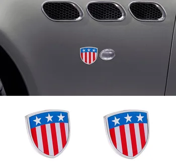 

10 pieces Chrome Metal United States Flag Shield Shape Car Fender Emblem USA America Flag Car Trunk Styling Stickers Decoration