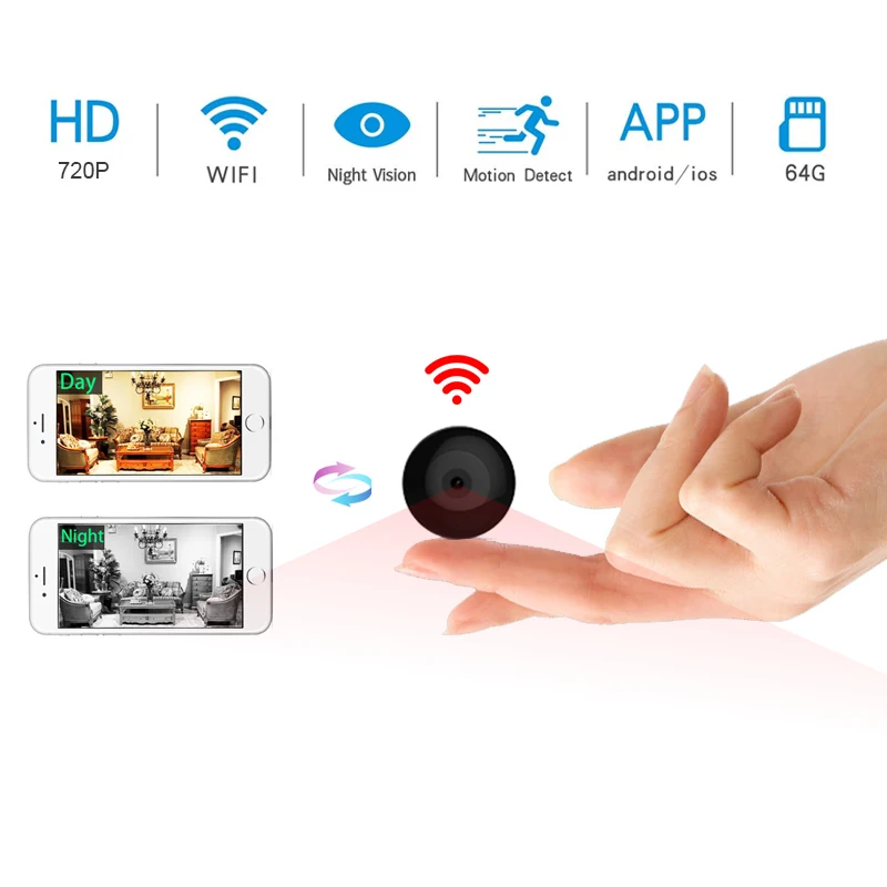 WIFI мини камера Full HD 720P Портативная IP P2P с ночным видением микро беспроводная DVR DV