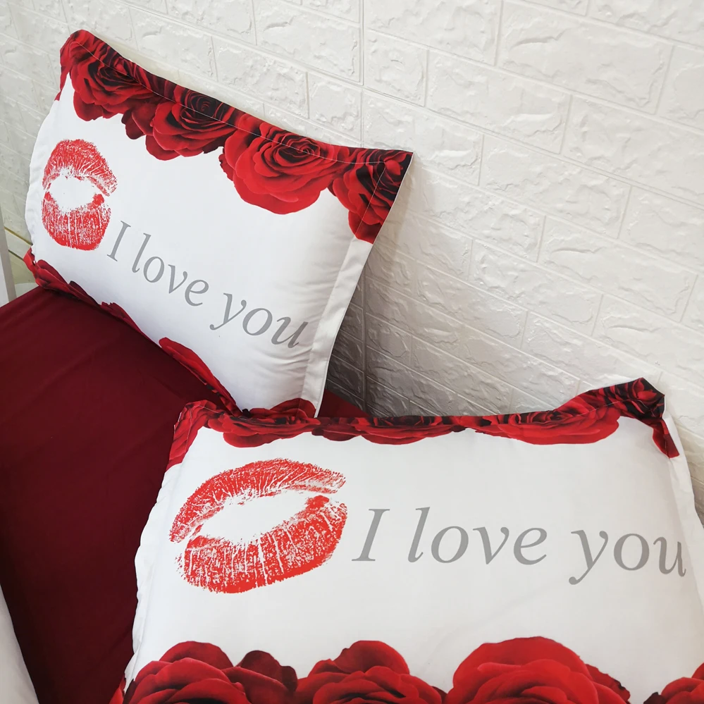 Романтичное постельное белье с красными розами JF 105 * I love You подарок девушке