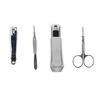 

4Pcs/Set Stainless Steel Chrome Nail Care Tool Manicure Pedicure Set Kit Include Nail Toenail Clipper Eyebrow Tweezer Scissor