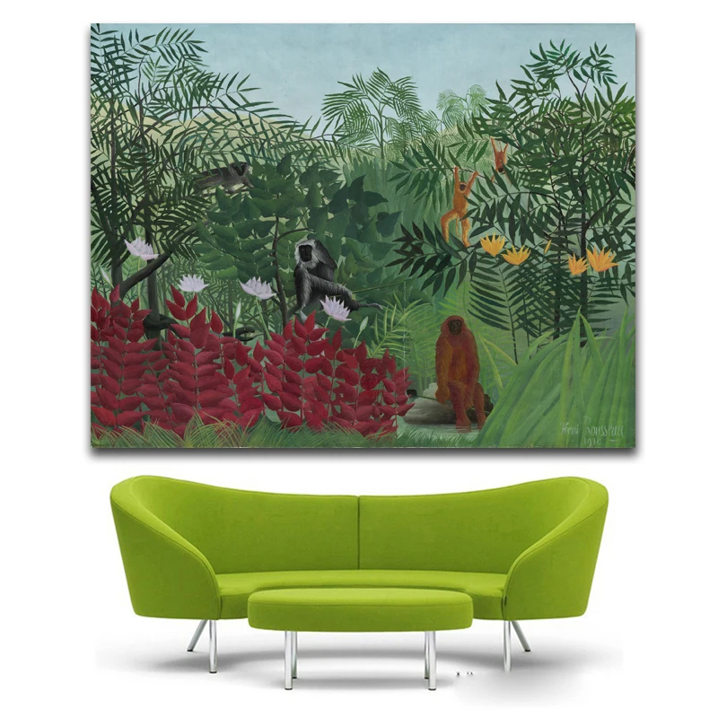 

Monkeys Between The Forest By Rousseau Canvas Art Prints Decorative Pictures For Living Room Bedroom Oil Prints No Frame