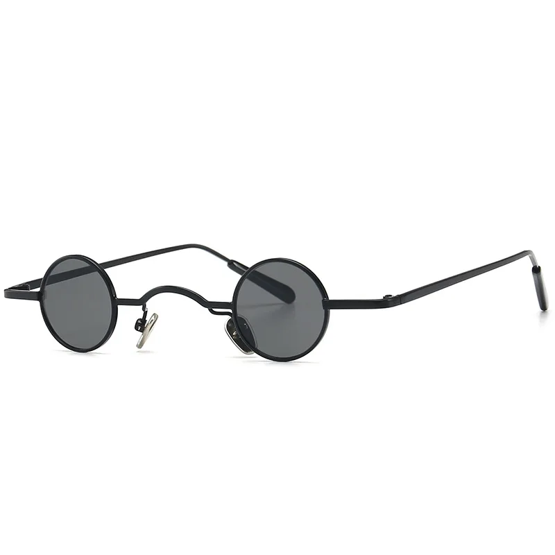 Винтажные готические маленькие круглые солнцезащитные очки в стиле стимпанк, трендовые женские солнцезащитные очки для мужчин и женщин, классические черные солнцезащитные очки - Цвет линз: C1 Black Black
