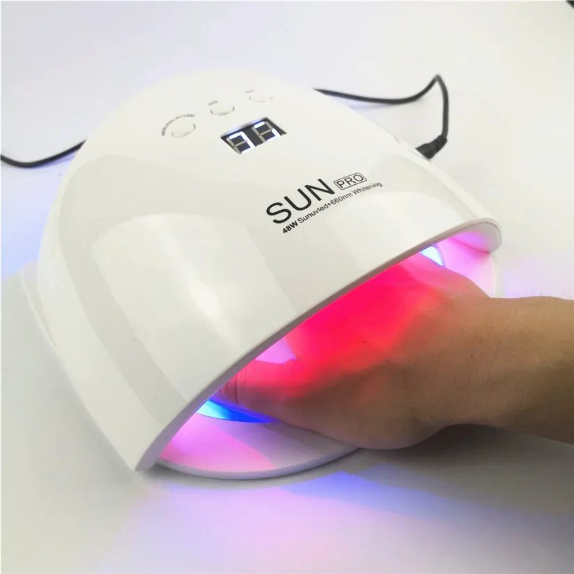 SUNPRO 48 Вт лампа для ногтей УФ светодиодная лампа двойной лампа для сушки ногтей Professional отверждения всех типов УФ гель лак Маникюр машина