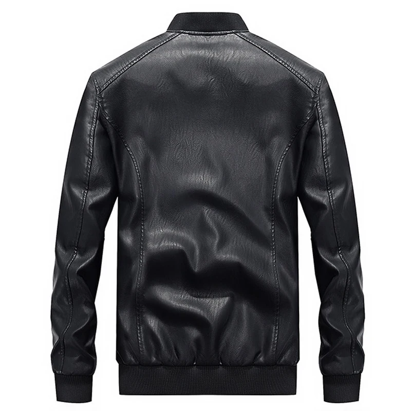 MANTLCONX кожаные куртки мужские Осень Зима мотоциклетная куртка из ПУ теплое флисовое пальто бейсбольная куртка-бомбер мужские кожаные пальто мужские