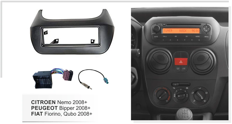 

Car Facia Harness Antenna for Citroen Nemo Peugeot Bipper Fiat Fiorino Qubo 2008+ Radio Bezel Panel Dash Kit Trim Fascia Plate