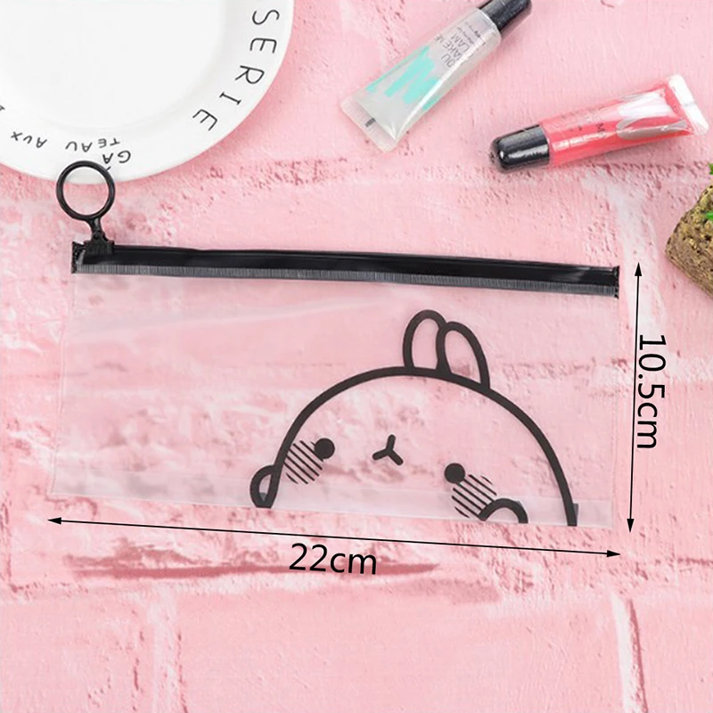 1 шт. милый кролик прозрачный ПВХ пенал для карандаша, ручки косметический мешочек Карманный макияж мешок