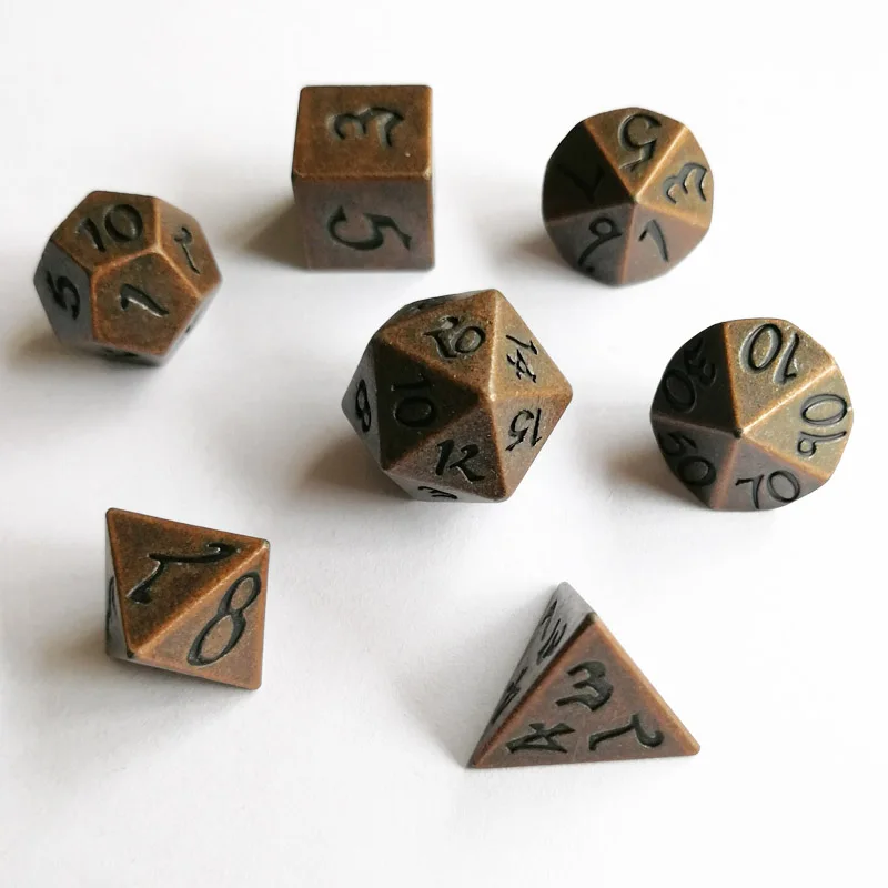 factory directly sells 7 PCS /set creative RPG dice d&d metal dice DND game dice DND ancient red