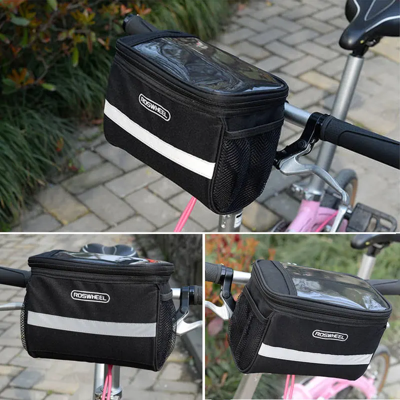 Best ROSWHEEL Mountain Bike Handlebar Bag PVC Bicycle Front Basket Riding Bike Phone Case Tool Bag Pannier Cycling Pouch Bycicle Bag 1