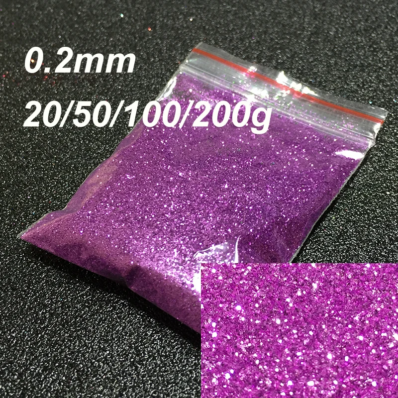 

20/50/100/200g 0.2mm UV nail glitter powder Purple Pink color shimmer Hexagon sequins powder 07