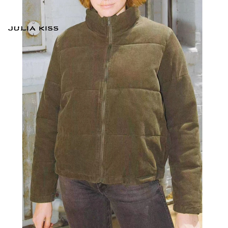 

Women Corduroy Padded Jacket Corduroy Puffer Coat