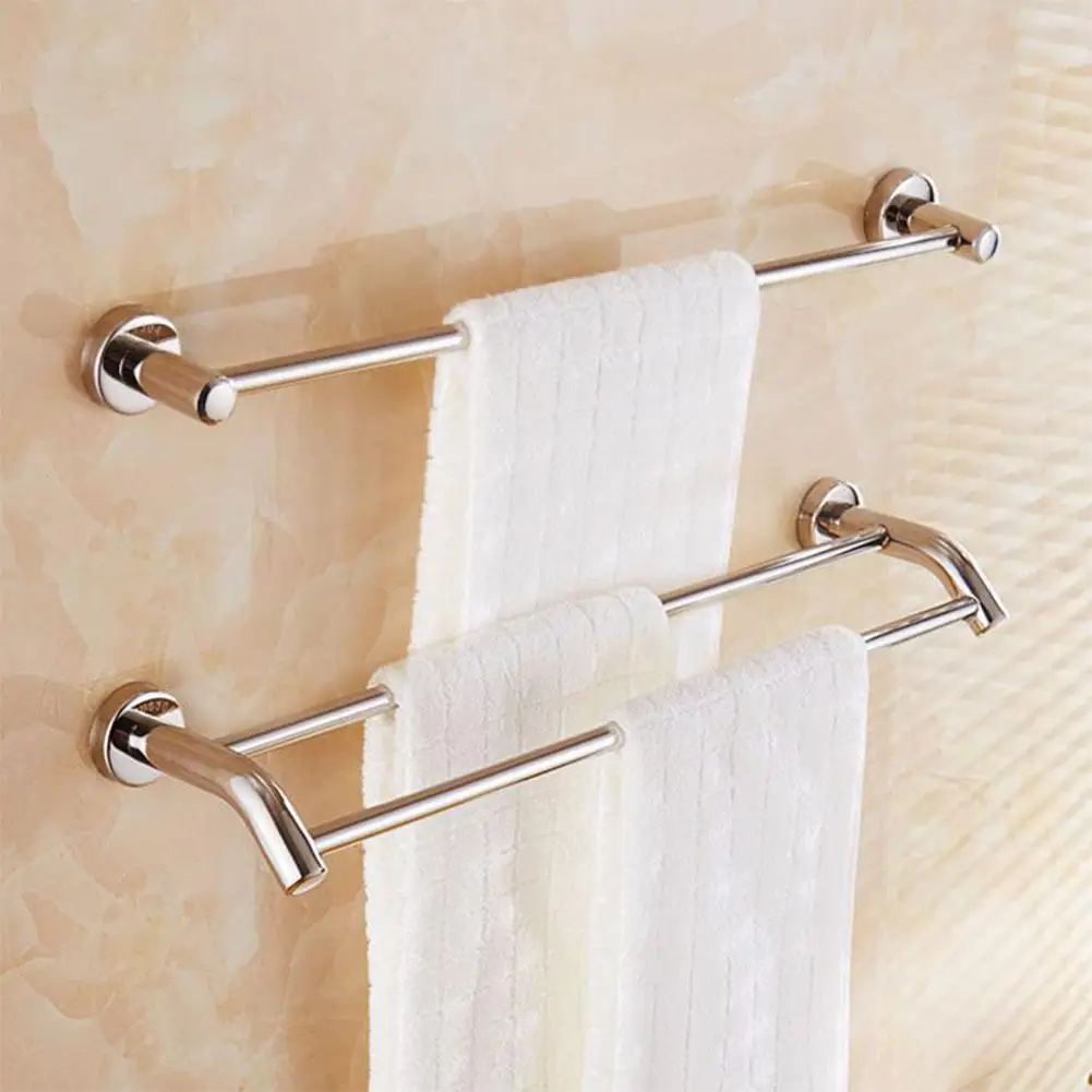 

None Home Single/Double Pole Towel Rack Stainless Steel Bathroom Shelves Hanging Pendant