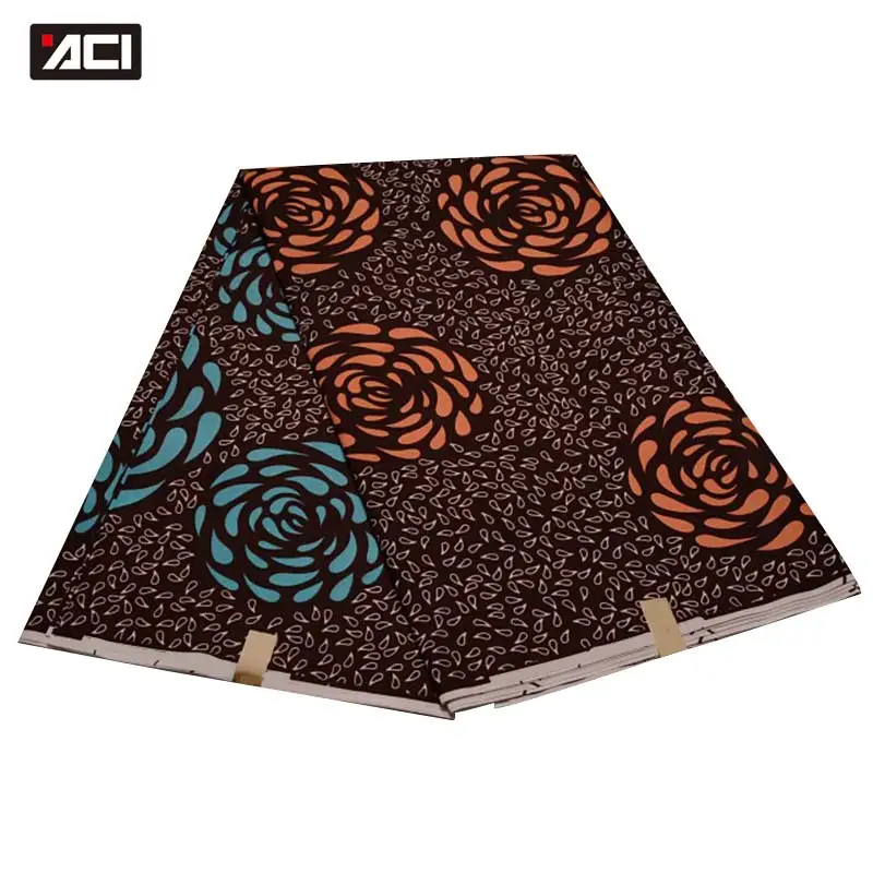 ACI New African Fabric Wax Print Nigeria Ankara Tissu Wax High Quality Polyester Printing African Batik Fabric 6 Yards For Dress