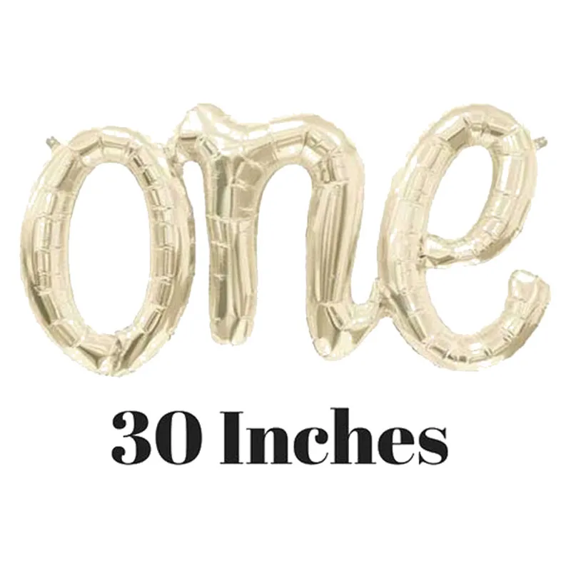 

Jumbo White Gold ONE Script Balloon Baby Boy or Girl Foil Letter Balloons 1st Birthday Party Decoration Gender Reveal Balloons