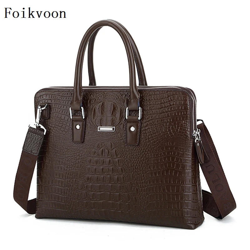 

Foikvoon Business Bags For Men Practical Embossed Man Handbags Bags High Quality Solid Color Male Crossbody Bags