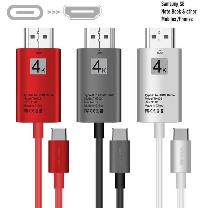 USB-C Type USB 3.1 to HDMI 4k 2k HDTV Cable for Galaxy S8 S8 Plus MacbookATF