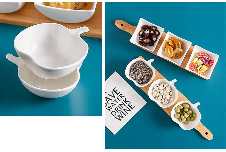 Nordic Стиль Керамика тарелку закуски натурального бамбука десертов поднос фруктов Ассорти домашнего Применение конфеты тарелки
