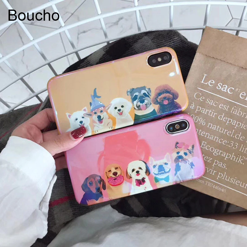 Boucho Blu-Ray глянцевый чехол для телефона iPhone 6 S 7 8 плюс милый мультфильм животных