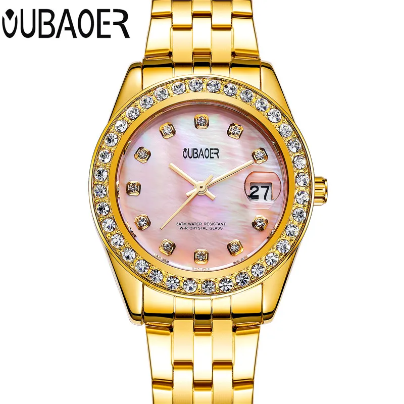 OUBAOER 2017 Fashion Watch Women Luxury zegarek damski Casual Ladies Watch Rhinestone Quartz-watch Wristwatch relogio feminino