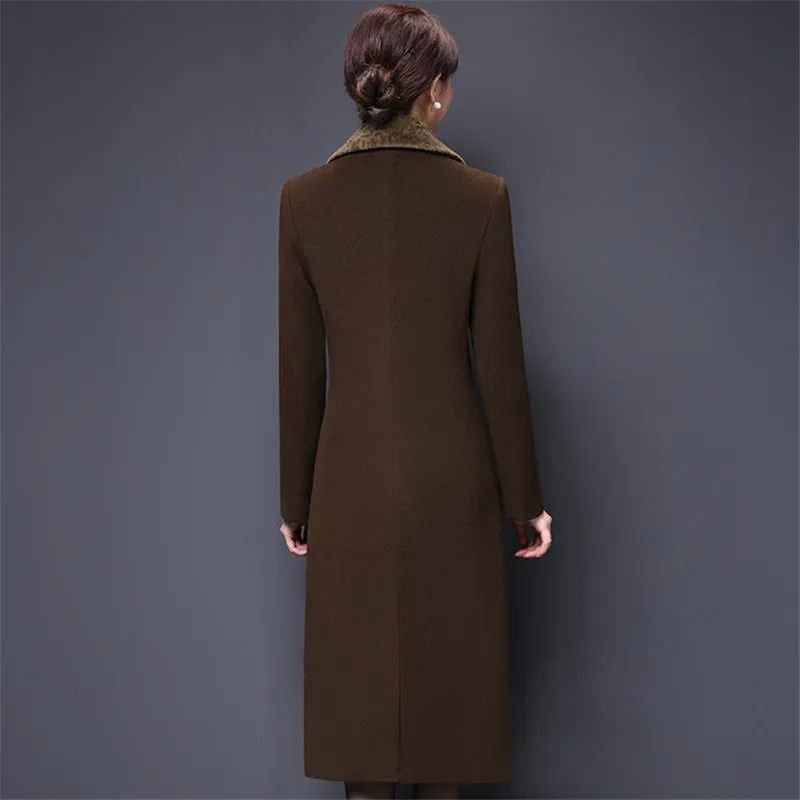 Осень-зима, Женская шерстяная куртка, пальто, плюс размер, Женская шерстяная одежда среднего возраста, верхняя одежда, плотные теплые пальто IOQRCJV Q011