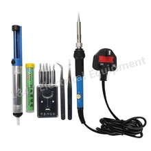 1 комплект Великобритания Plug Регулируемая температура Электрический паяльная станция ealectric паяльник 60 Вт 220 В