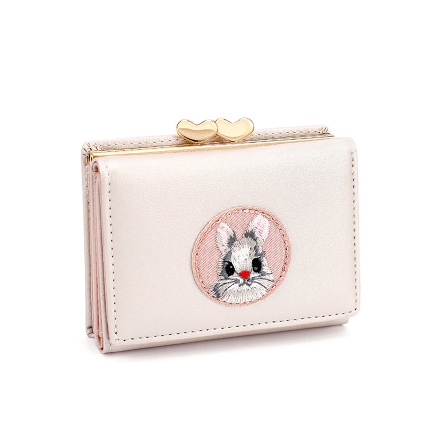 

Cute Multi-card Women Wallet Rabbit Cloth Stickers Change Folder Japanese Kawaii Girl Short Multi-function Coin Purse Card Sets
