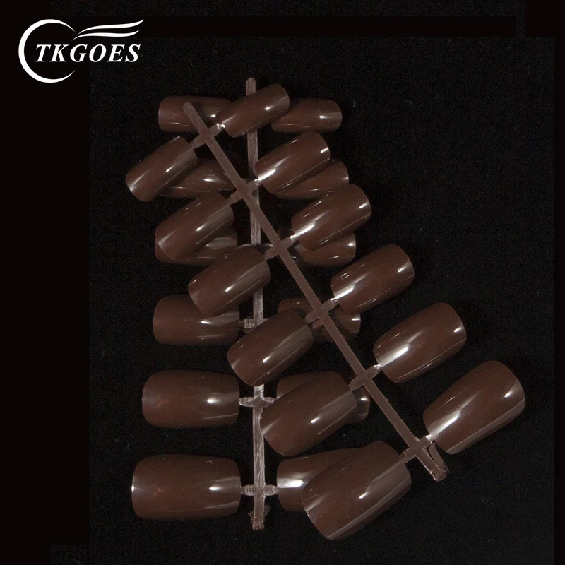

TKGOES 120PCS Full Cover Artificial Nails Nep Nagels Fake Nails Brown Unas Postizas False Nails Short Design French Nail Tips
