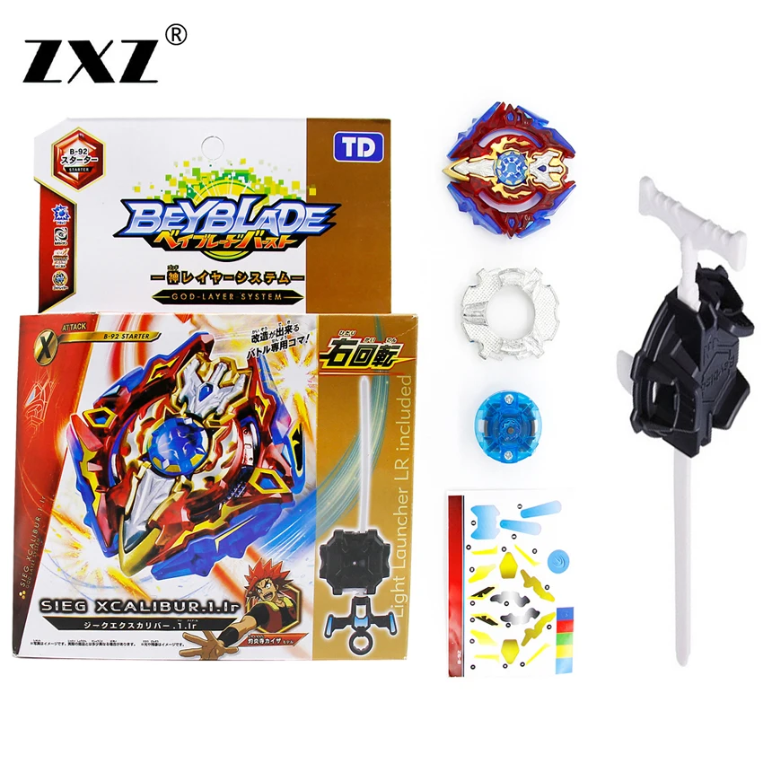 ZXZ Beyblade взрыв Starter Зенона Excalibur B-86 B-92 B-34 B-35 B-48 B-59 B-66 B-73 B-79 с Launcher и коробка подарки для детей