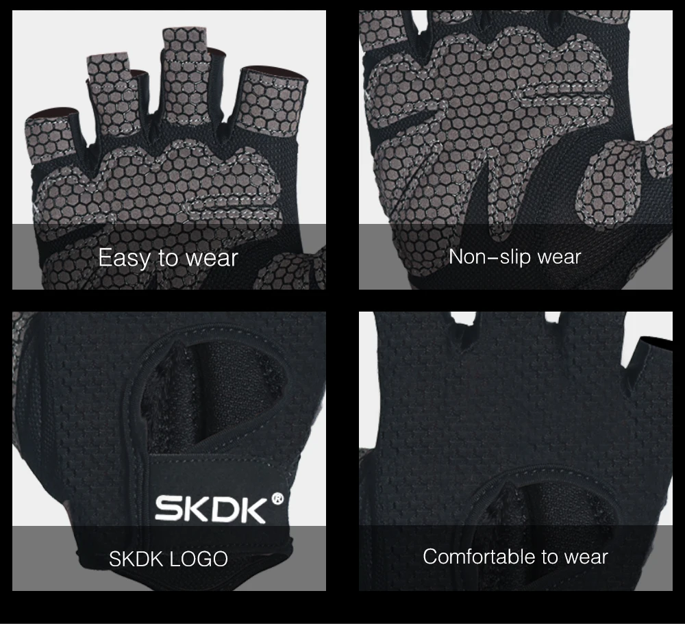 SKDK половина пальца эластичные перчатки для спортзала фитнеса силиконовые противоскользящие Дышащие Бодибилдинг тренировки Кроссфит