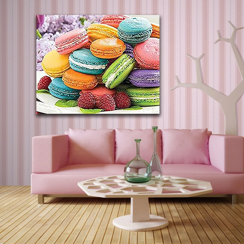 

DIY colorings pictures by numbers with colors Macaron afternoon tea picture drawing painting by numbers framed Home