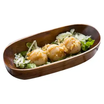 

Wood Oval Solid Wood Pan Plate Fruit Dishes Saucer Tea Tray Dessert Dinner Plate Snack Serving Plate Tableware Set for Kitchen