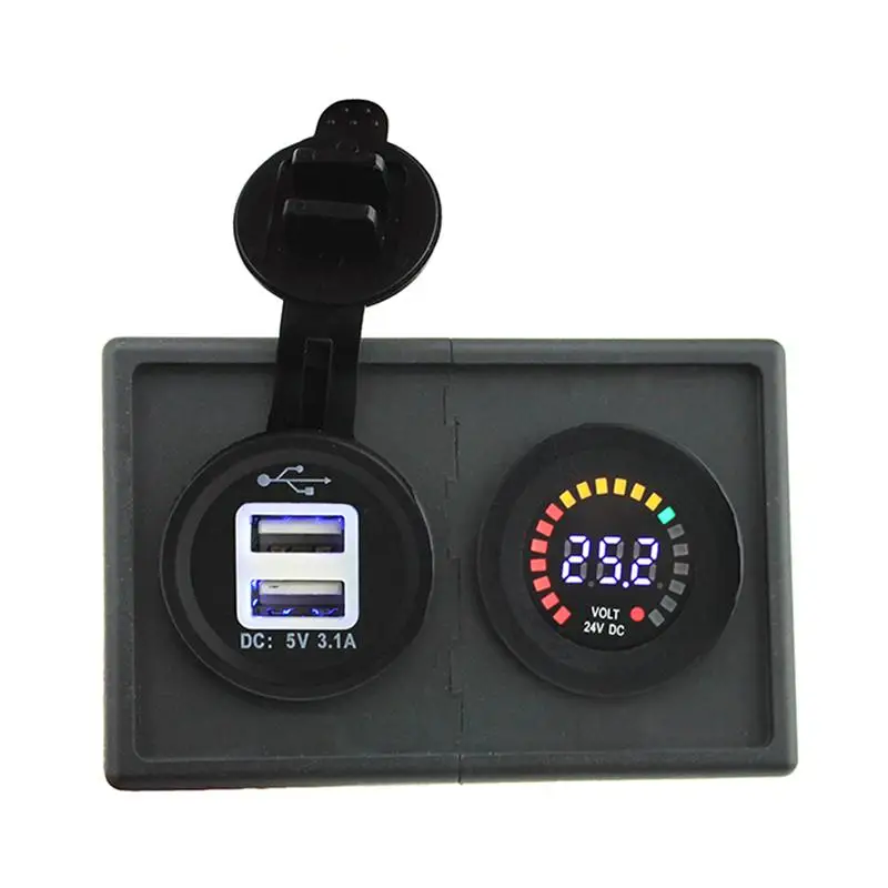 24V светодиодный цифровой дисплей Вольтметр и 3.1A USB адаптер с корпусом держатель