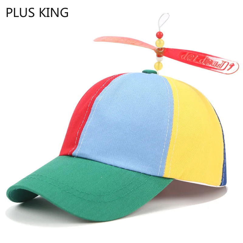 2019 New Arrival Kids Hat Summer Rainbow Color Propeller Baseball Cap
