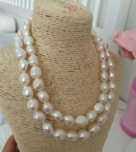 Ожерелье из белого жемчуга 2 ряда 12 13 мм 17 18 дюймов|pearl necklace|white pearl necklacenecklace necklace |