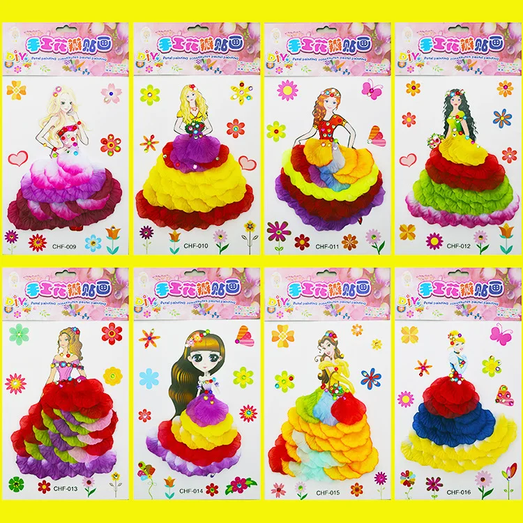 Children's Handmade Flower Painting Children DIY Creative Merlot Decorative Toys Interactive Puzzle Handmade Petal Painting Toys