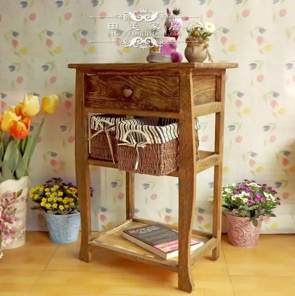 American Foreign Trade Wood Telephone Table With Drawers Sofa Side