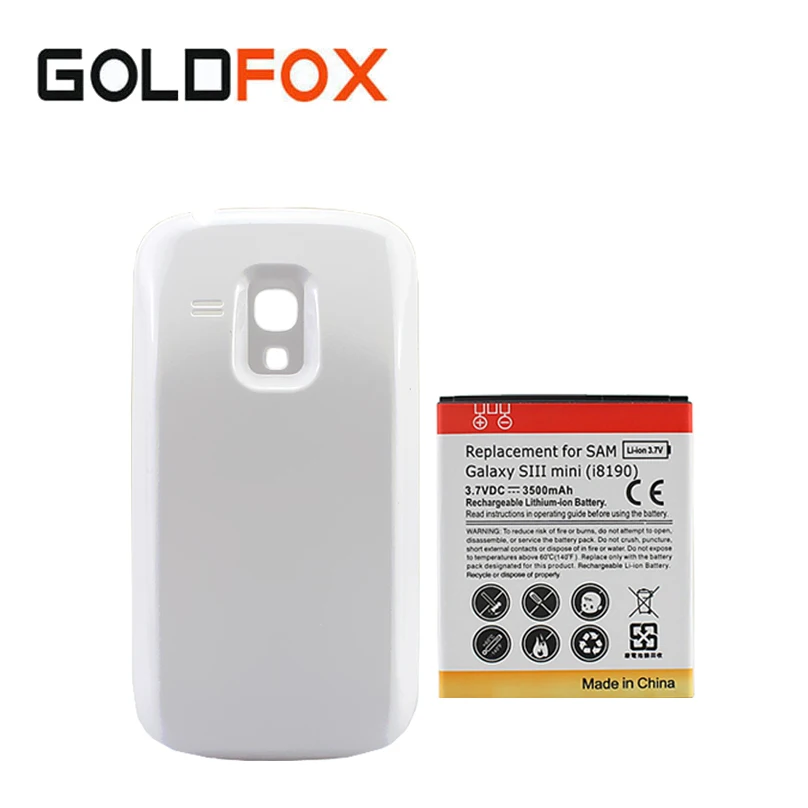 

For Samsung Galaxy S3 Mini i8190 Phone Batteria Extended Backup Cell Phone Replacement Battery 3500mAh + White Back Cover Case