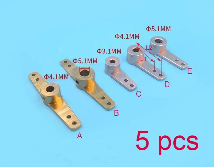 5 Pcs Metal Servo Horn RC Airplane Landing Wheel Servo Steering Arm 3/4