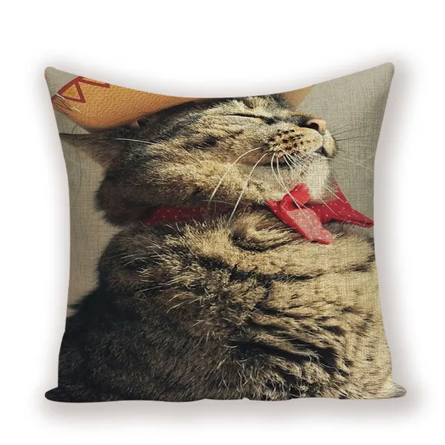 Cat Cushion Covers Cute Animal Decorative Pillow Covers Woven Handmade