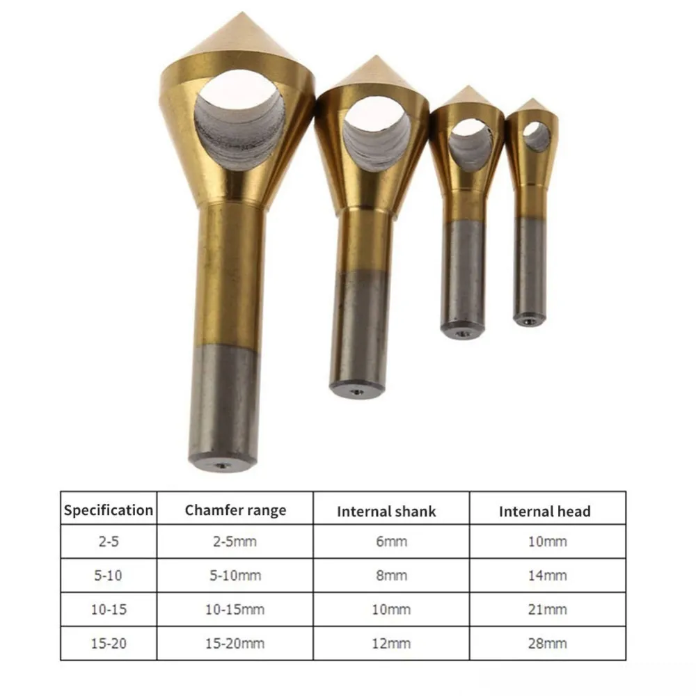 2-5/5-10/10-15/15-20 мм HSS CO M35 Зенковка сверло Буровое для зачистки металлический конус из нержавеющей стали отверстие пилы резак фаски 4 шт