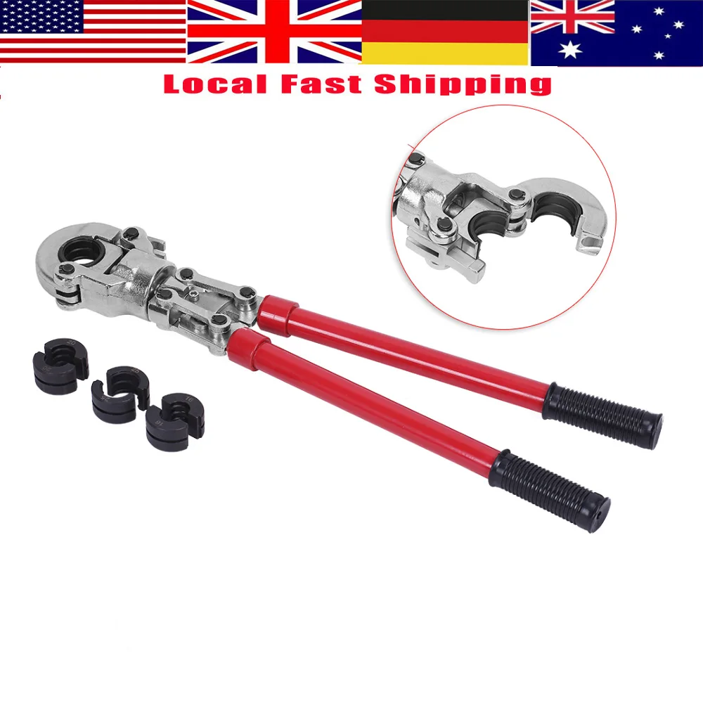 WALFRONT 1pcs Pipe Crimping Tool with 3pcs Spare Dies Hand Pex Aluminum