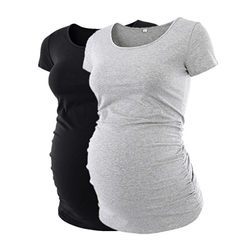 

Short Sleeve Solid Pregnancy Top T-Shirts Maternity Clothes For Pregnant Women Maternity Tee Mother Summer Top Gravidas Clothing