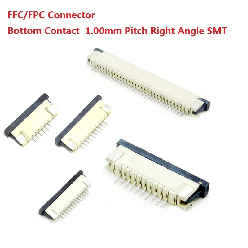 100 шт. FFC/fpc-коннектор для подключения ЖК-дисплея к 1,0 мм 4 Pin 5 6 7 8 10, 12, 14, 16, 18, 20, 22, 24, 26 18 30 P площадью контакта правый угол SMD/SMT ZIF
